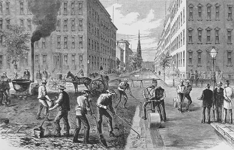 1869年的纽约，人们在铺人行道