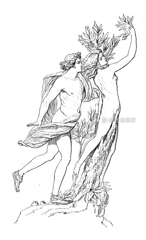 古董插图:艺术，阿波罗和达芙妮(贝尔尼尼)，17世纪