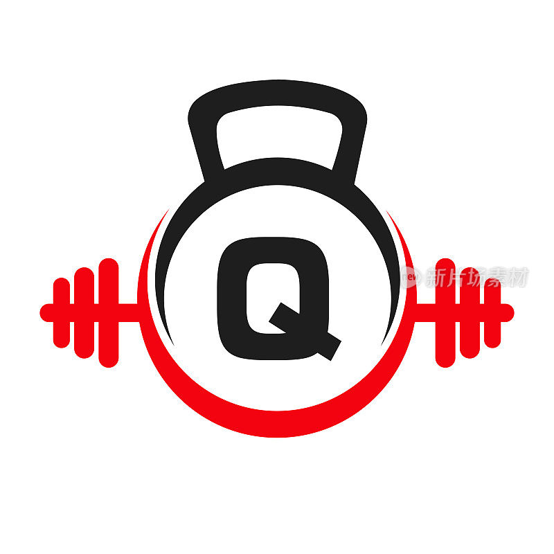 字母Q健身标志设计。运动健身房标志图标设计矢量模板