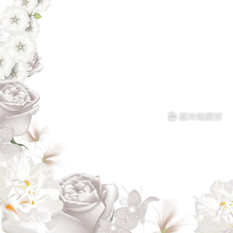 白色花朵背景插图-爱白色设计