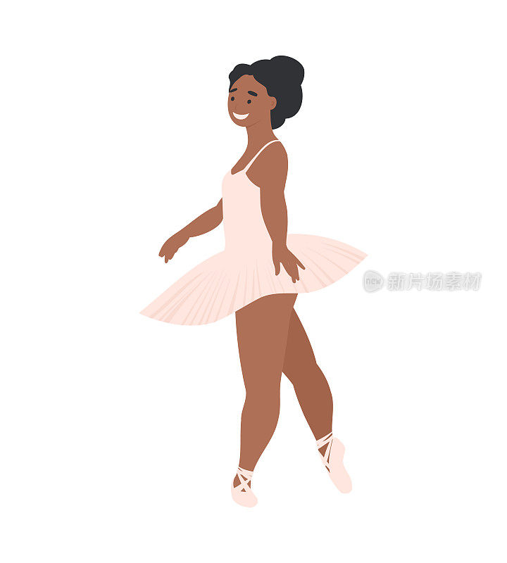 卡通黑人女性古典编舞舞者。