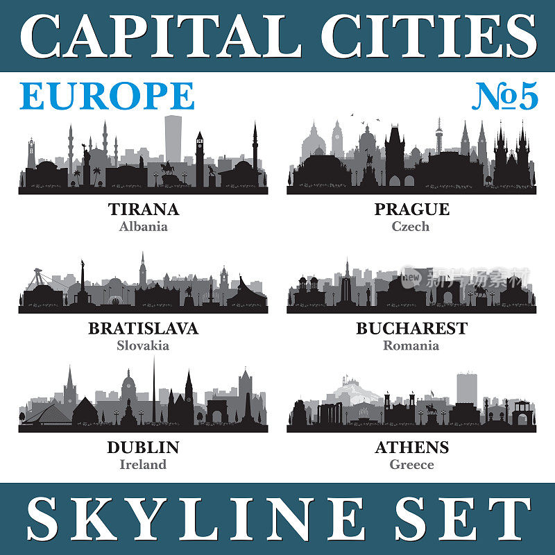 首都城市的天际线。欧洲。第5部分
