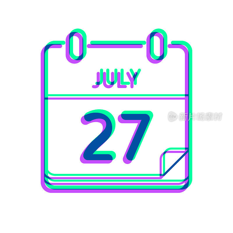7月27日。图标与两种颜色叠加在白色背景上