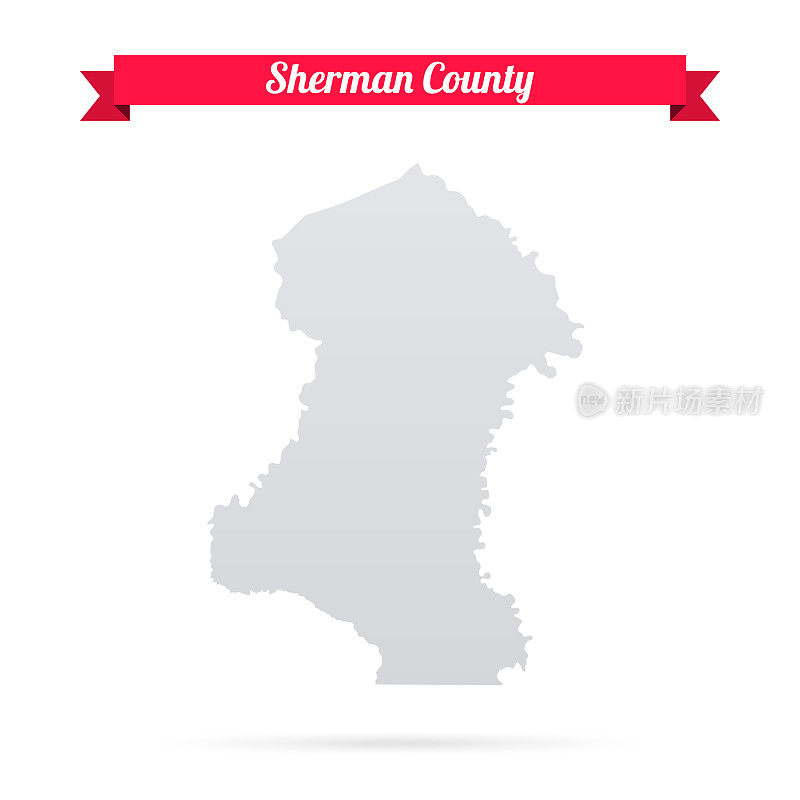 俄勒冈州谢尔曼县。白底红旗地图