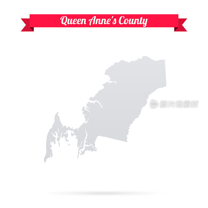 安妮女王县，马里兰州。白底红旗地图
