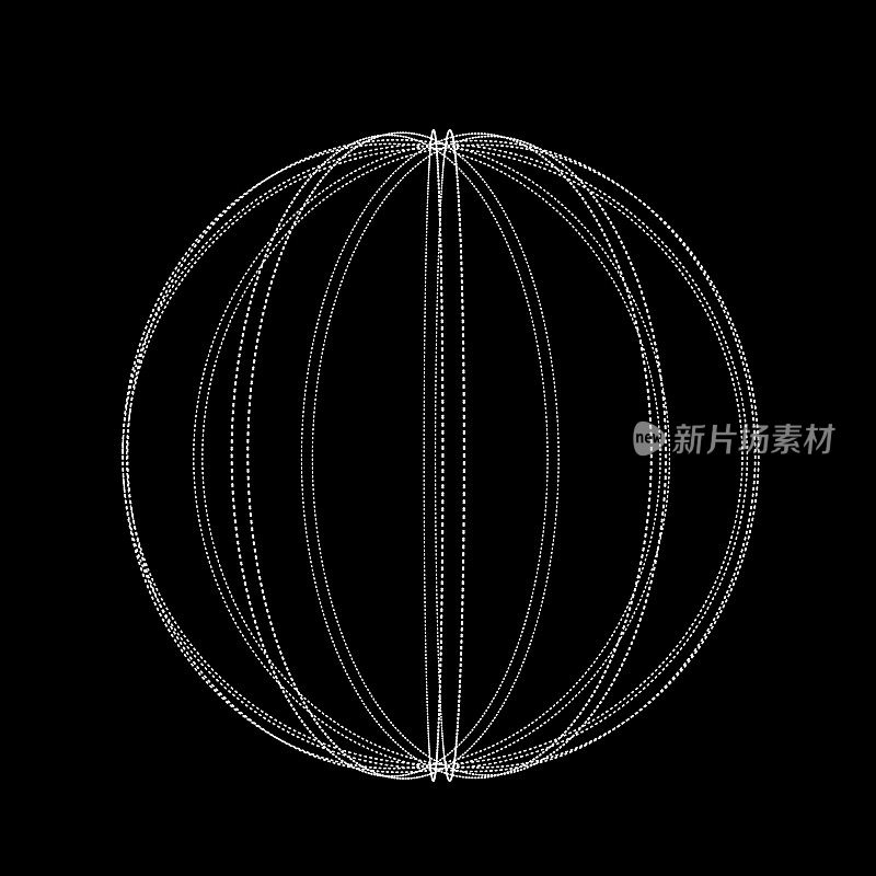创新的抽象3D球体由虚线组成，创造出透明和深度的感觉。