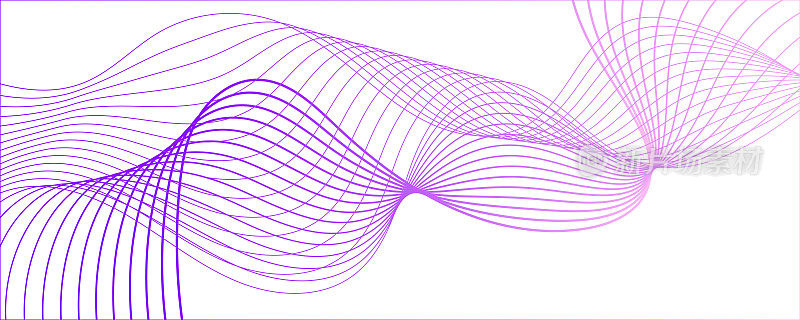 抽象的白色背景与蓝色和紫色梯度流动的波浪线