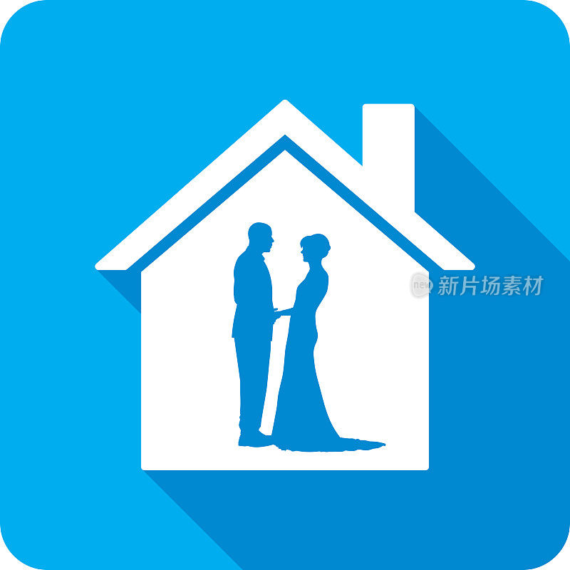 房子婚礼夫妇图标剪影