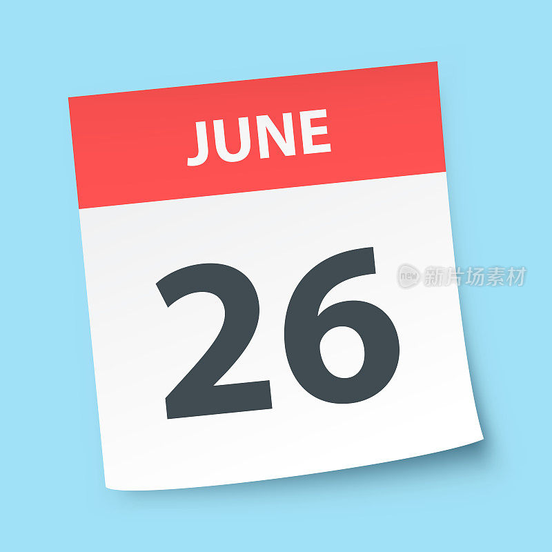 6月26日-蓝色背景的每日日历