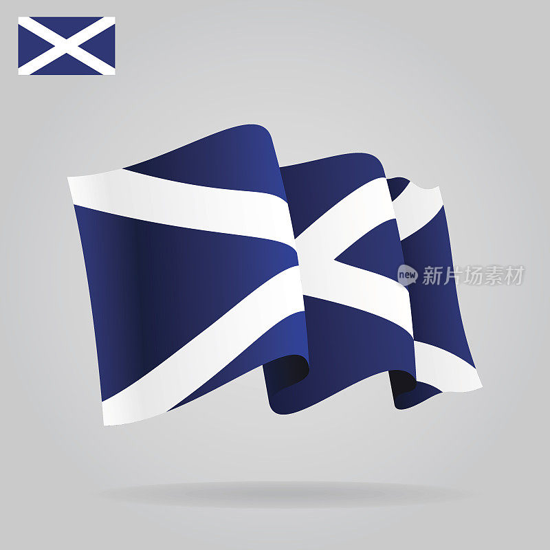 飘扬的苏格兰旗帜。向量