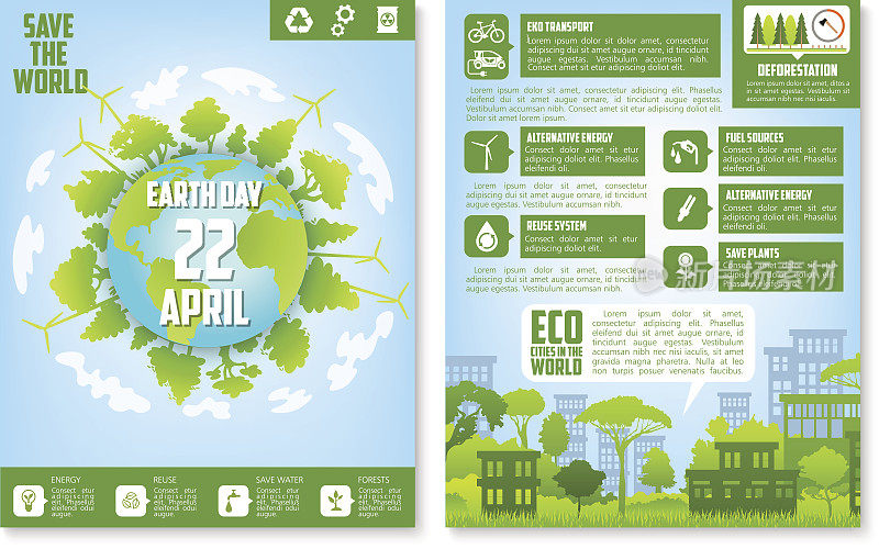 地球日宣传册模板与生态绿色城市