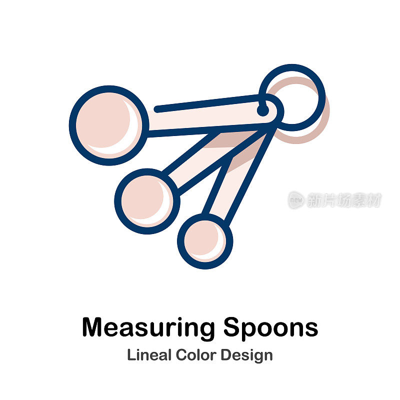 测量勺子线性颜色插图