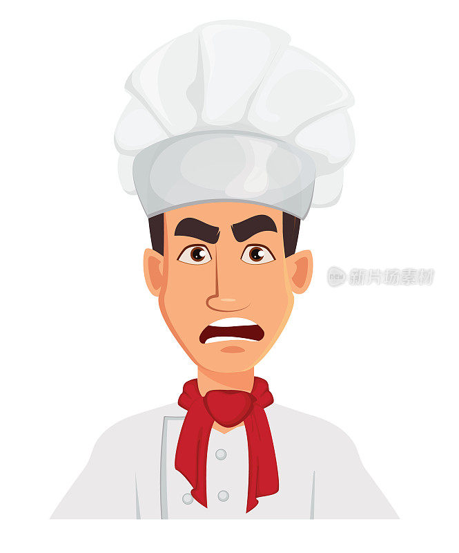 厨师脸上的表情——生气。
