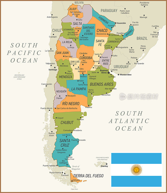阿根廷的地图。矢量图