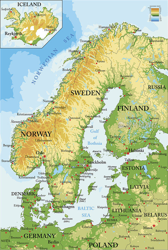 Scandinavia-physical地图