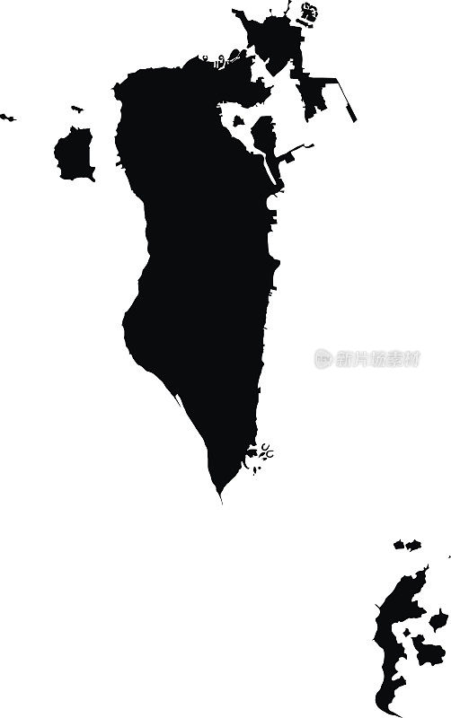 巴林黑色地图上的白色背景矢量