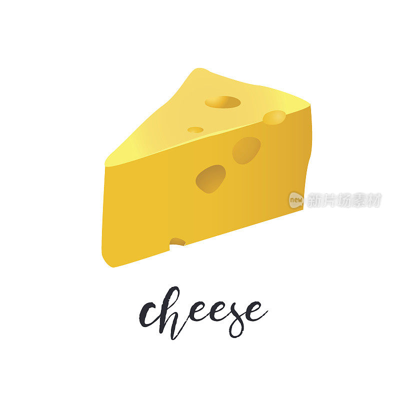 一块奶酪矢量插图孤立在白色的背景