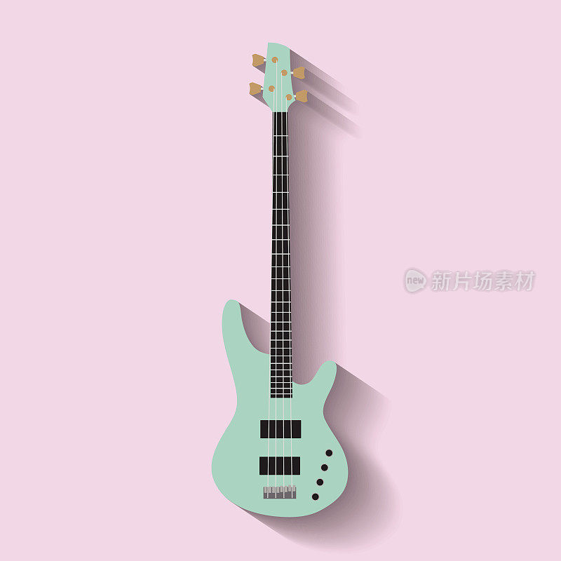 粉色背景上的绿色吉他图标