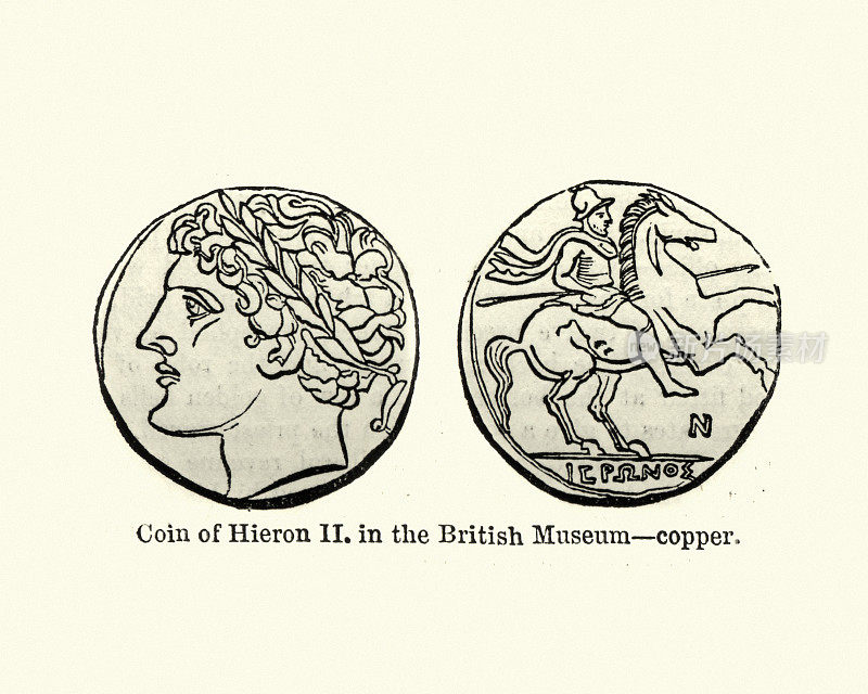锡拉库扎的希罗二世的古钱币