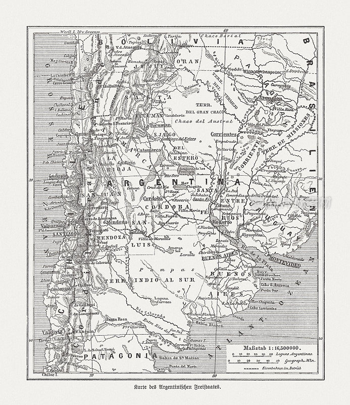 阿根廷历史地图，木版，1893年出版