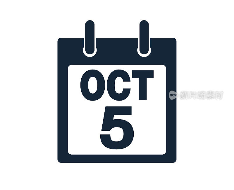 10月5日日历图标股票矢量插图
