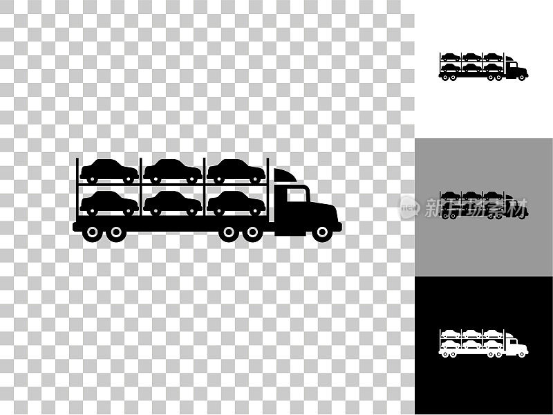 运输汽车卡车图标在棋盘上透明的背景
