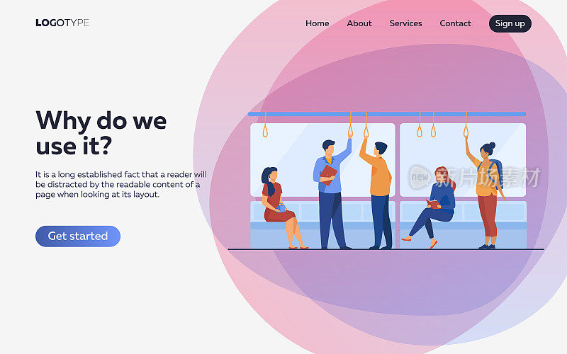 乘客在地铁车厢平面矢量插图