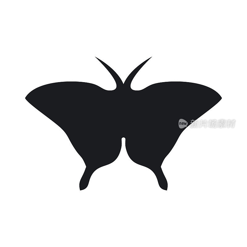复古风格的黑蝴蝶剪影。孤立向量黑色蝴蝶剪影图像。说明标志元素。创意装饰矢量插图