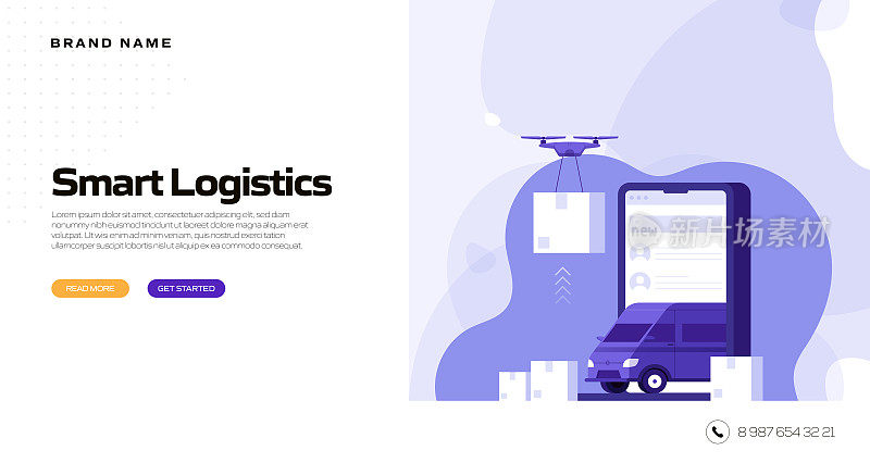 智能物流概念矢量插图用于网站横幅,广告和营销材料,在线广告,商业展示等。