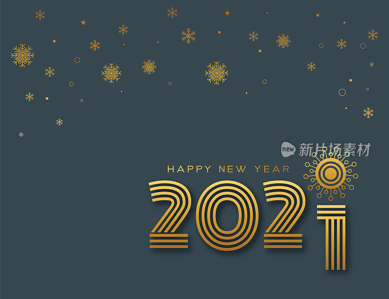 Covid-19或冠状病毒概念。新年快乐。节日贺卡模板。股票插图