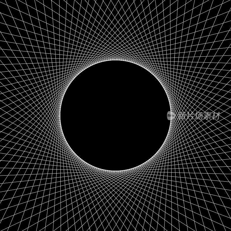 线旋转和触摸黑色球体，复制空间在中间。