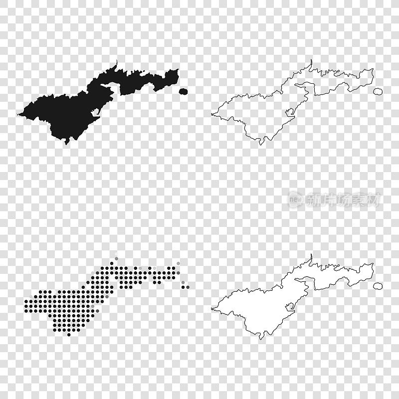 美属萨摩亚地图设计-黑色，轮廓，马赛克和白色