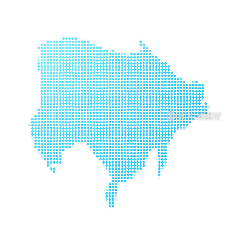杰尔巴地图在白色背景上的蓝点