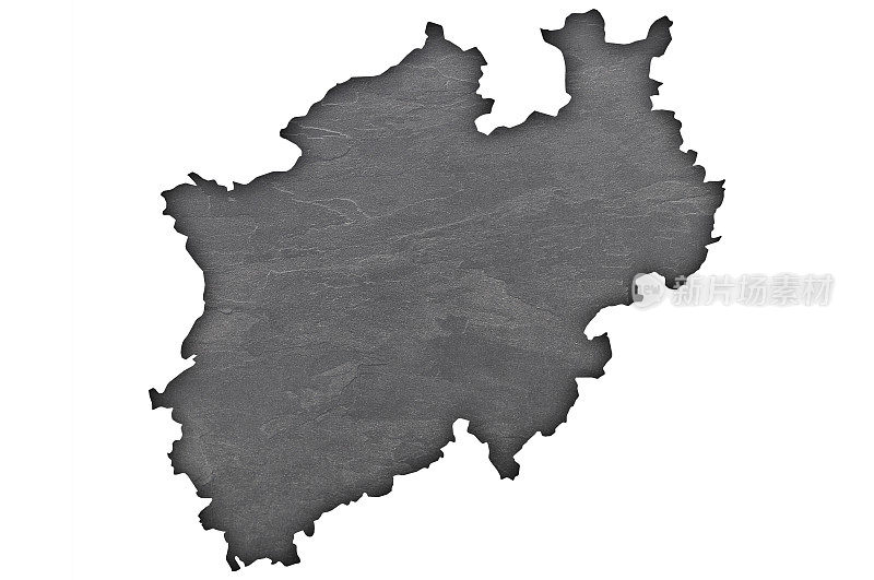 北莱茵-威斯特法伦州的地图在深色石板上，
