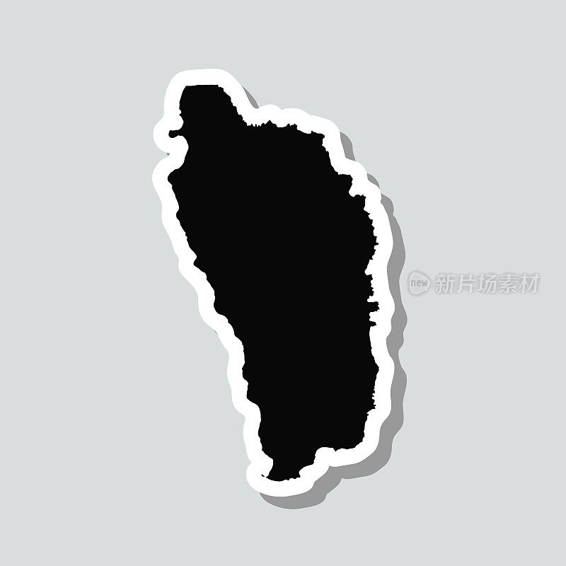 多米尼加地图贴纸上的灰色背景