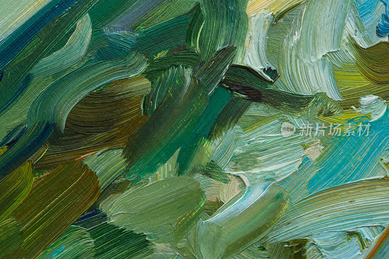 海油画。抽象的绿松石海景。