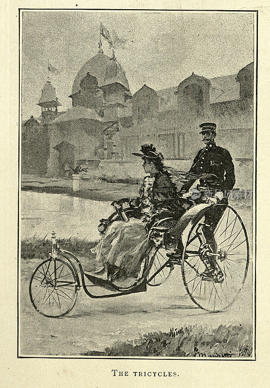 使用于巴黎世博会的三轮车，1889年，19世纪维多利亚时代