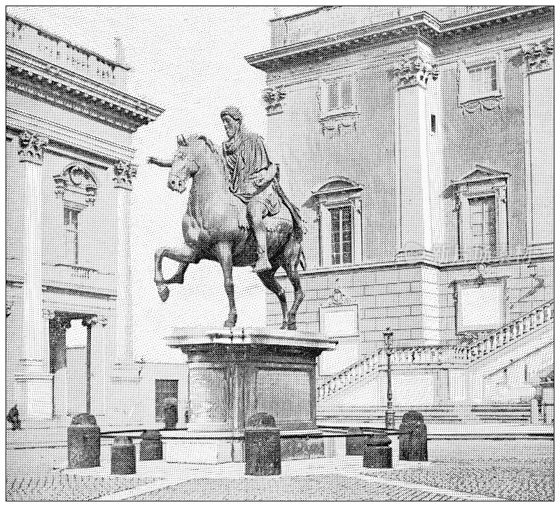 罗马的古董旅行照片:坎皮多里奥广场，马可·奥里利乌斯雕像