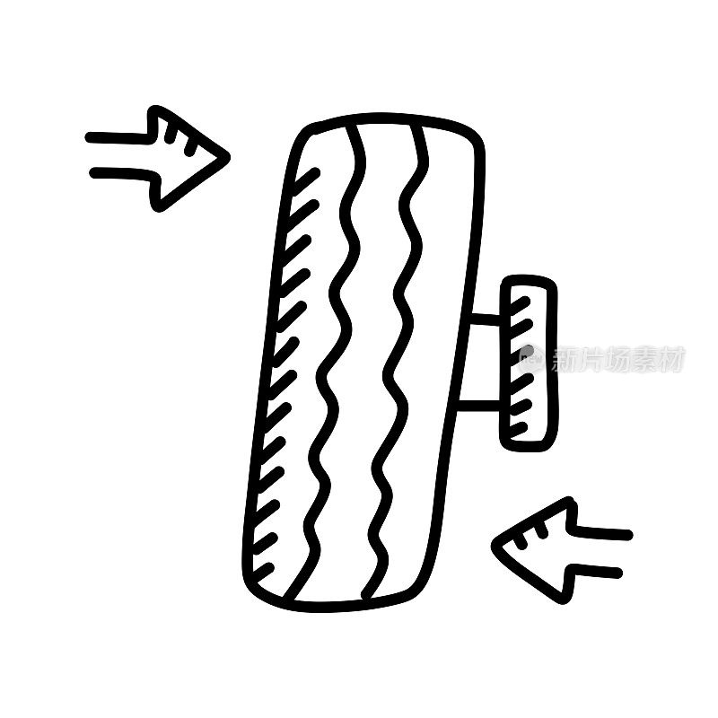 车轮平衡手绘制图标，涂鸦风格矢量插图