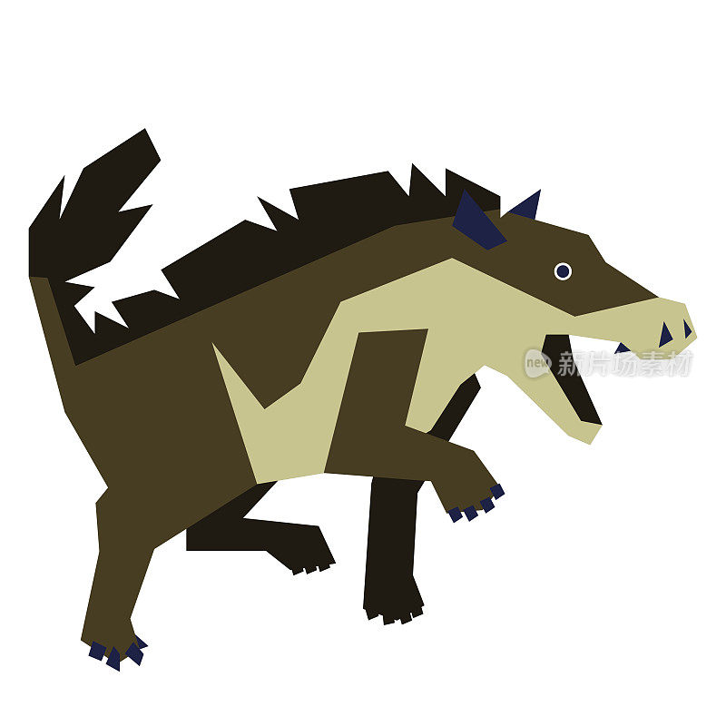 一个灭绝的史前动物的彩色极简插画。