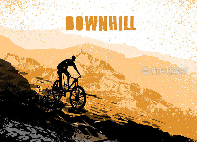 越野山地自行车活动海报。矢量图