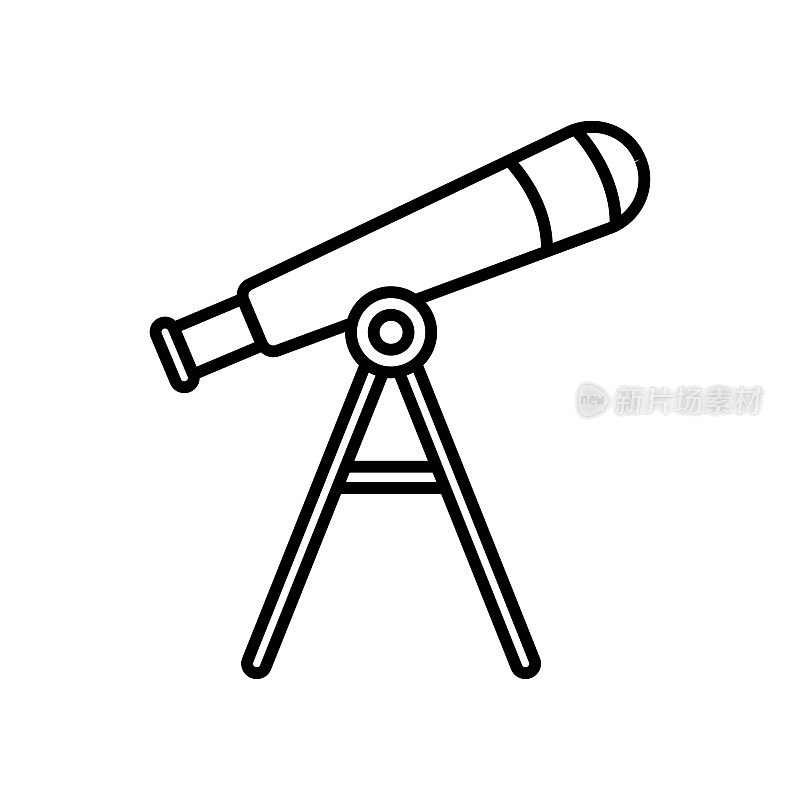 望远镜图标。与教育相关的图标。行图标风格。简单的设计可编辑