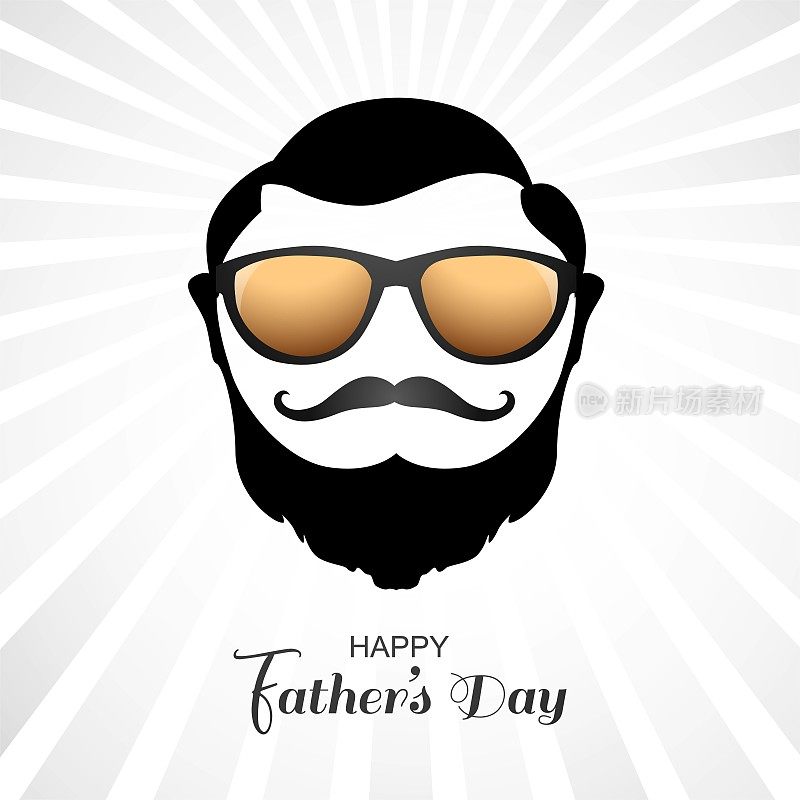 父亲节快乐男人脸上有胡子胡子眼镜卡片设计