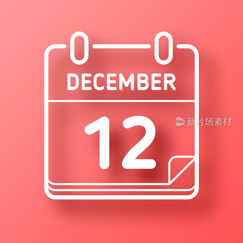 12月12日。图标在红色背景与阴影