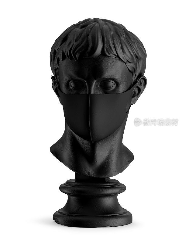 黑色面具上的古董雕塑模型
