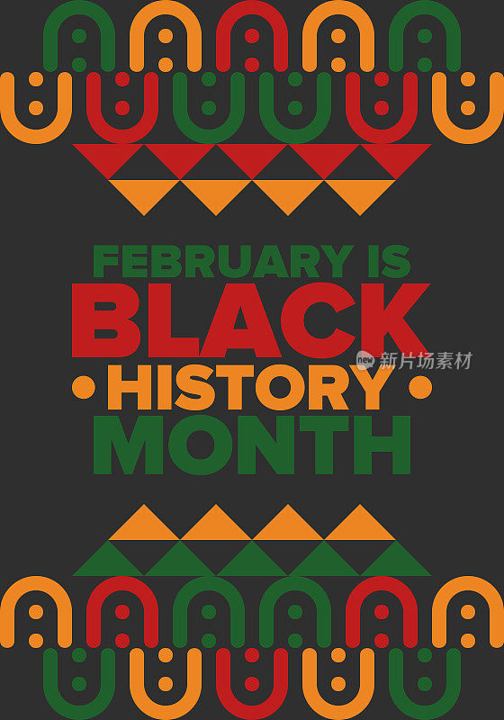 黑人历史月。非裔美国人历史。一年一度的庆祝。二月在美国和加拿大。在英国的十月。海报，卡片，横幅，背景。矢量图