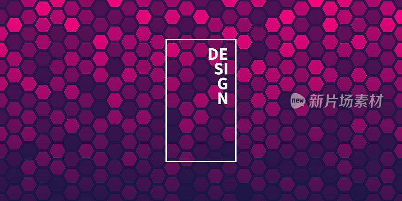 抽象几何背景-六角形马赛克与粉红色的梯度