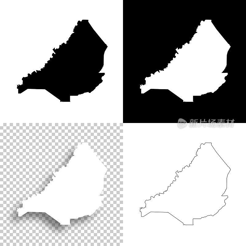 布朗特县，阿拉巴马州。设计地图。空白，白色和黑色背景