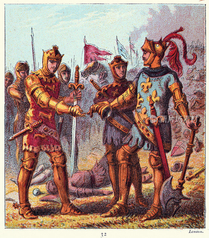 普瓦捷战役后法国国王约翰二世向黑王子爱德华投降，中世纪军事史，百年战争