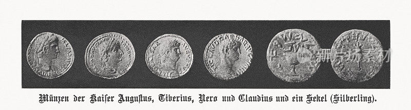 罗马皇帝的古钱币，半色调印刷，1899年出版